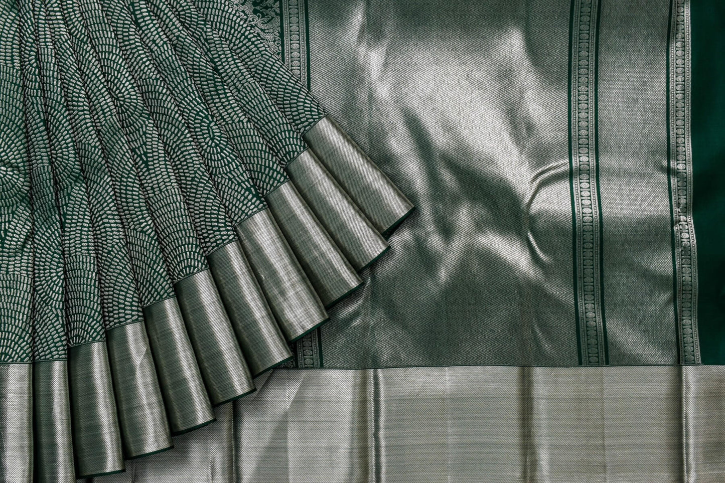 Deep Green with Silver Zari Kanjivaram Silk Saree by Tharakaram PSTK04066