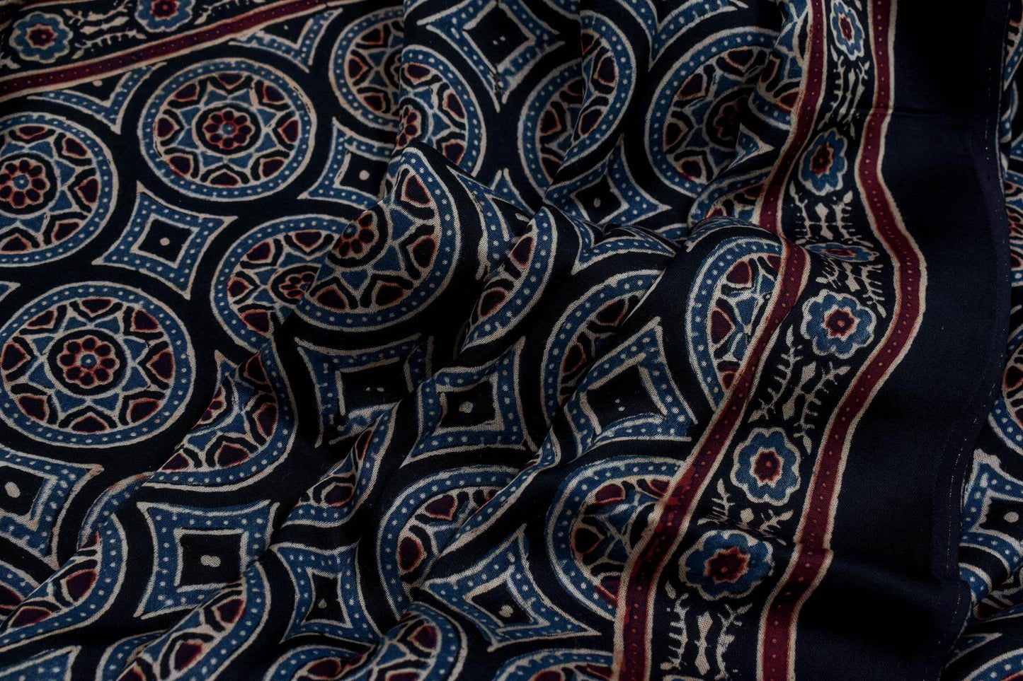 Ajrakh cotton modal saree Chakor PSCK260226 - Parisera