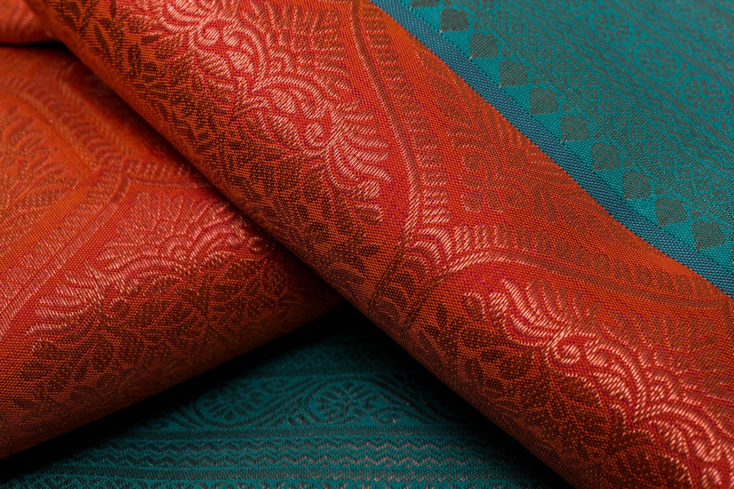 Reddish Orange Kanjivaram Silk Saree by Tharakaram PSTK04059