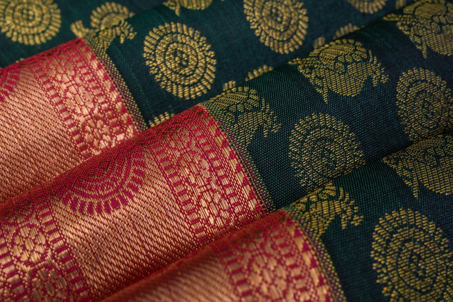 Deep Green Kanjivaram Silk Saree by Tharakaram PSTK04060