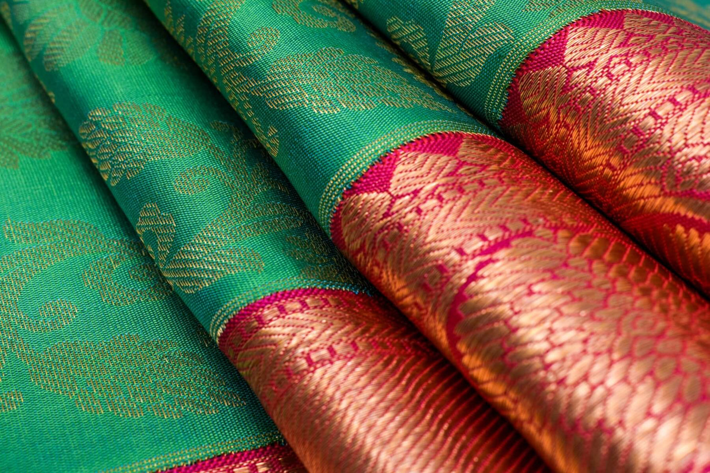 Bluish Green Kanjivaram Silk Saree by Tharakaram PSTK04062