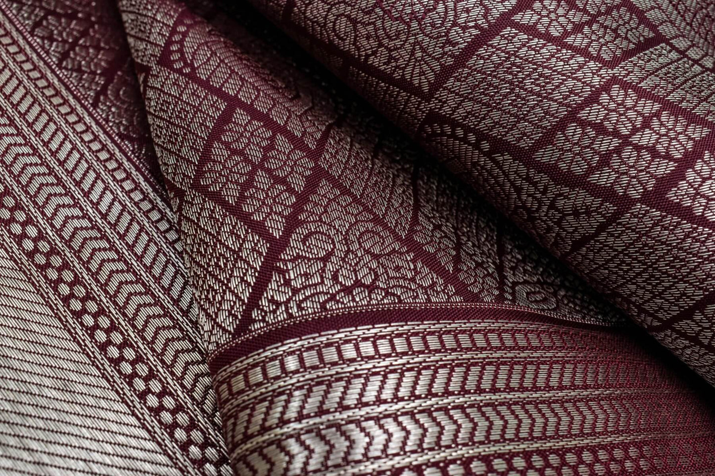 Deep Brown with Silver Zari Kanjivaram Silk Saree by Tharakaram PSTK04065