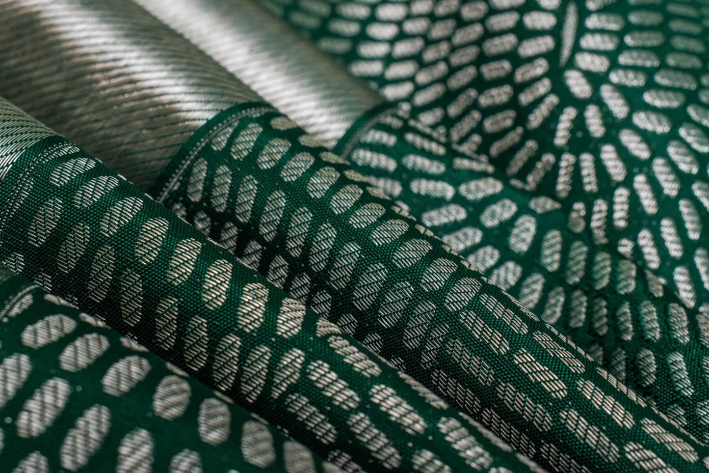 Deep Green with Silver Zari Kanjivaram Silk Saree by Tharakaram PSTK04066