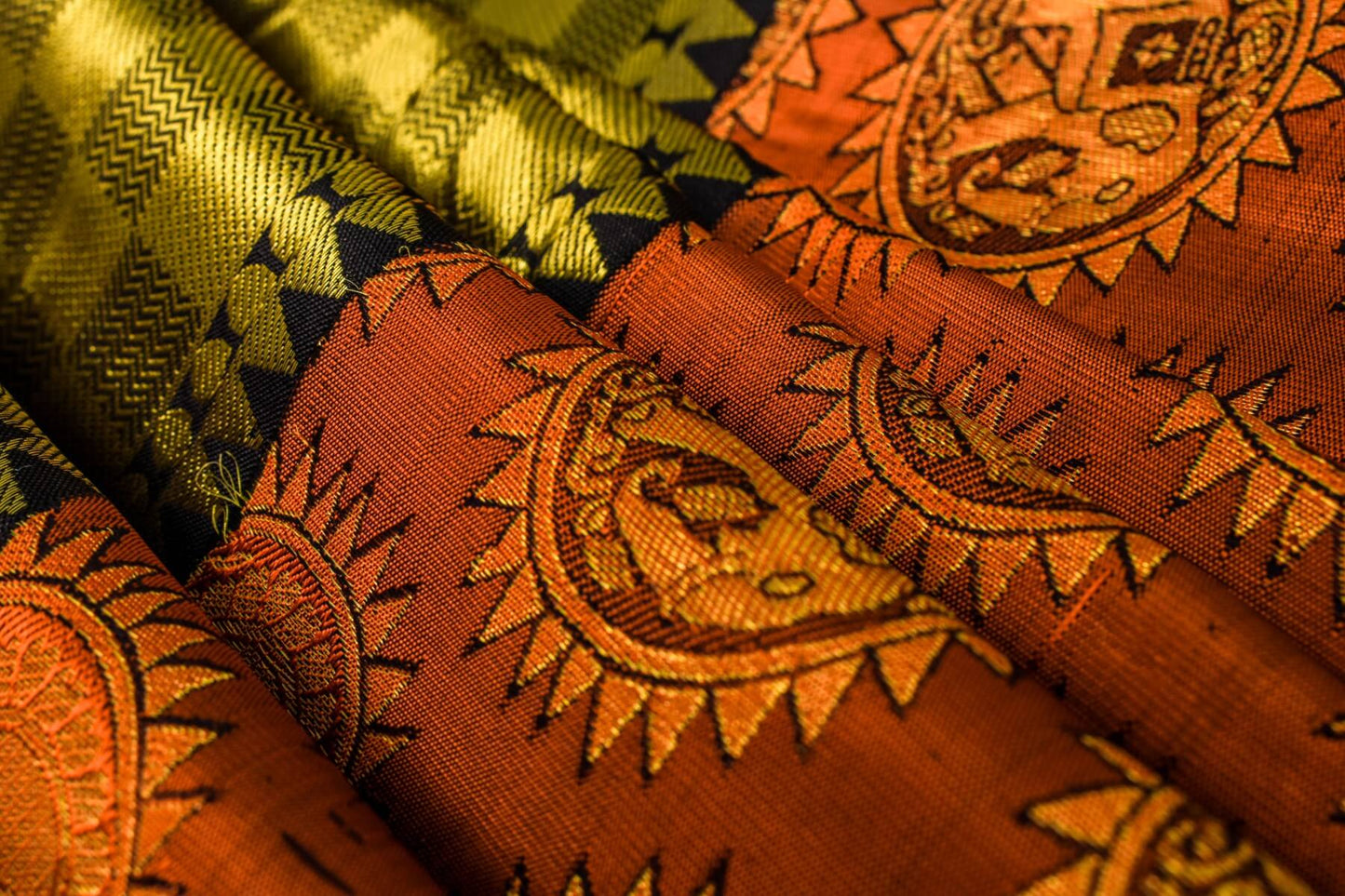 Bridal Rust Orange Kanjivaram Silk Saree by Tharakaram PSTK04068