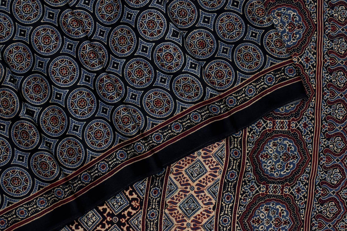 Ajrakh cotton modal saree Chakor PSCK260226 - Parisera