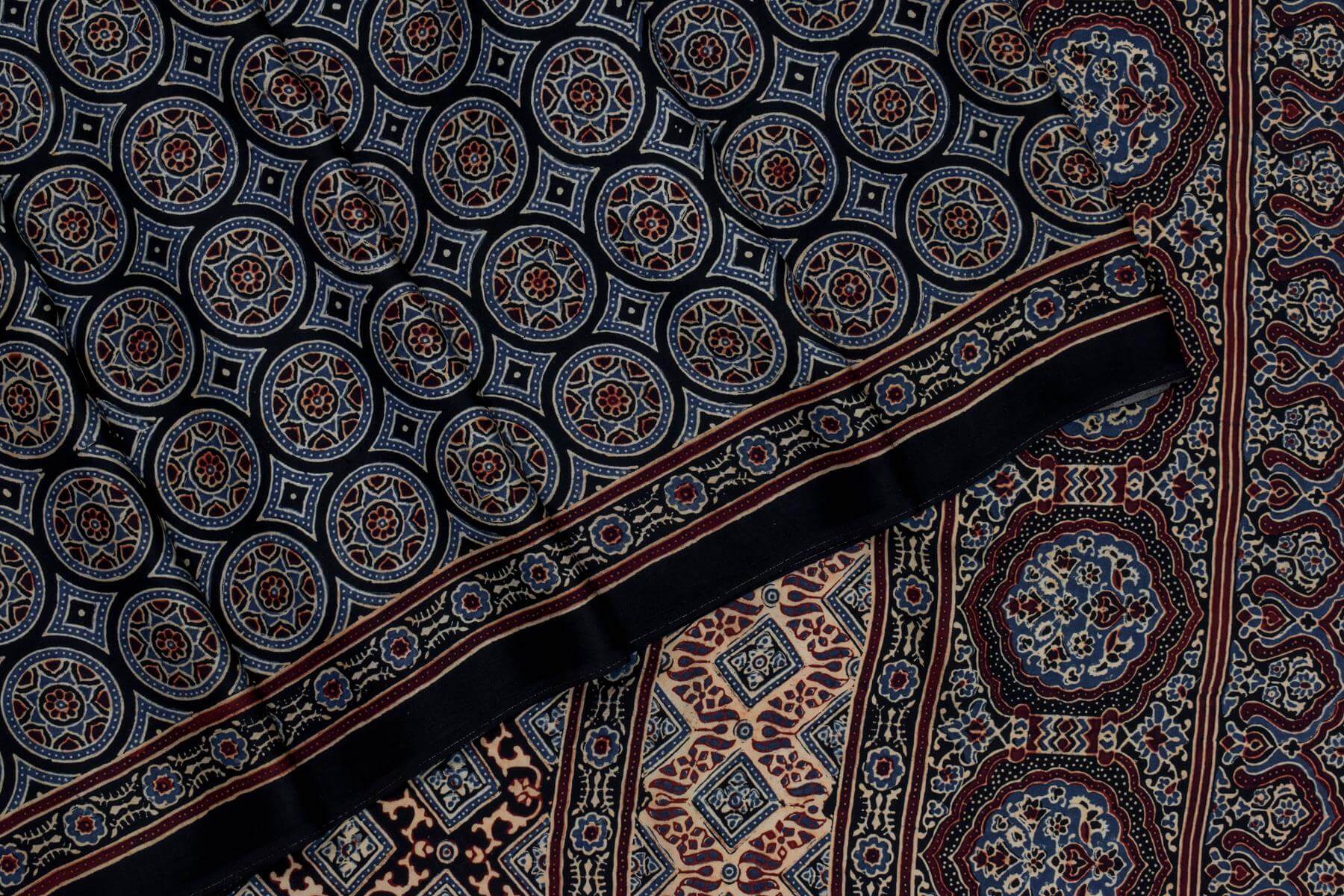 Ajrakh cotton modal saree Chakor PSCK260226 - Parisera