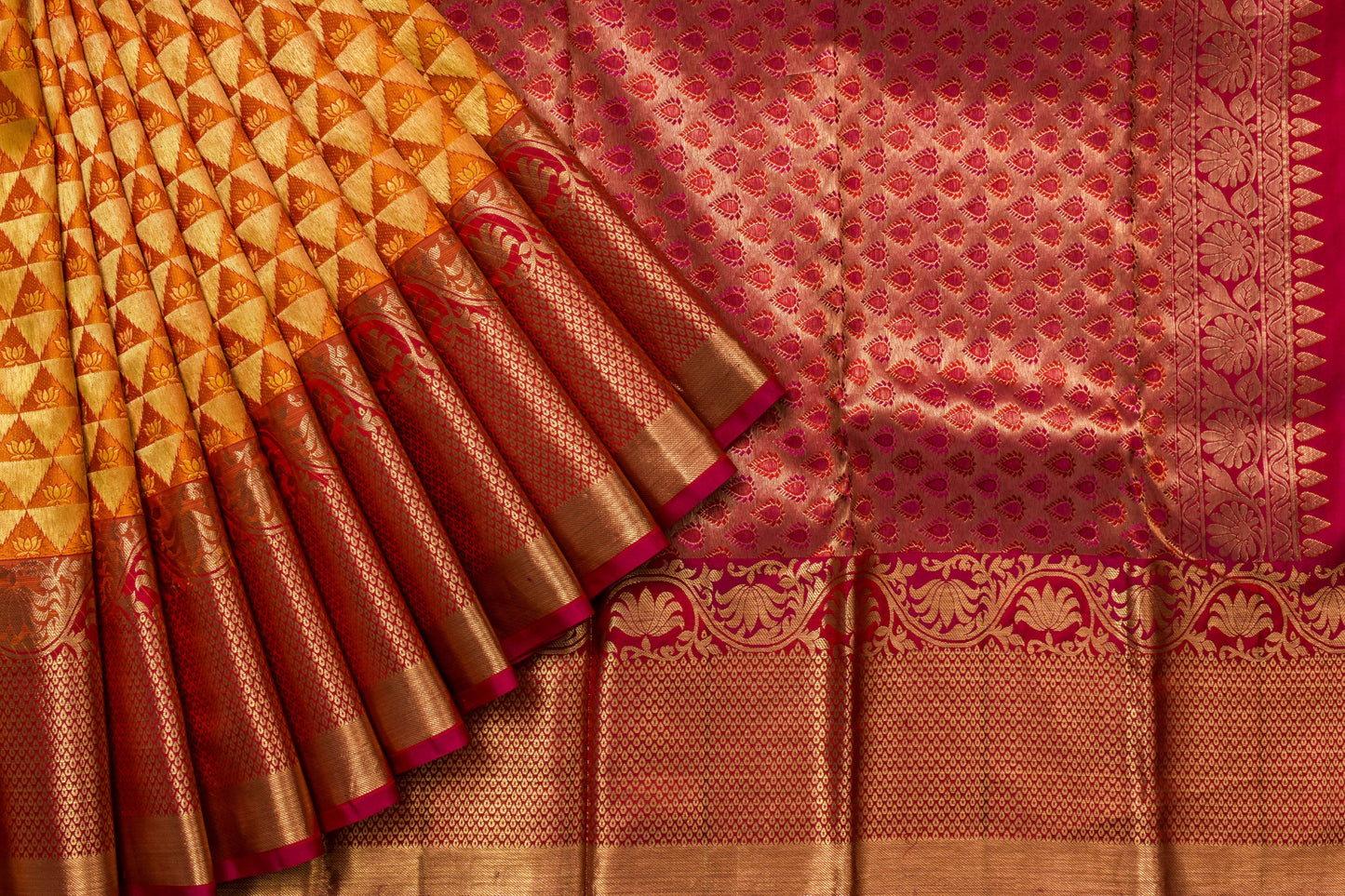 Golden Yellow Kanjivaram Silk Saree by Tharakaram PSTK04073
