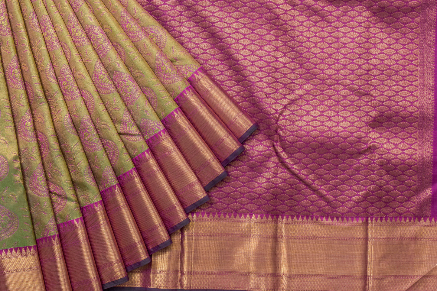 Light Green Kanjivaram Silk Saree by Tharakaram PSTK04084