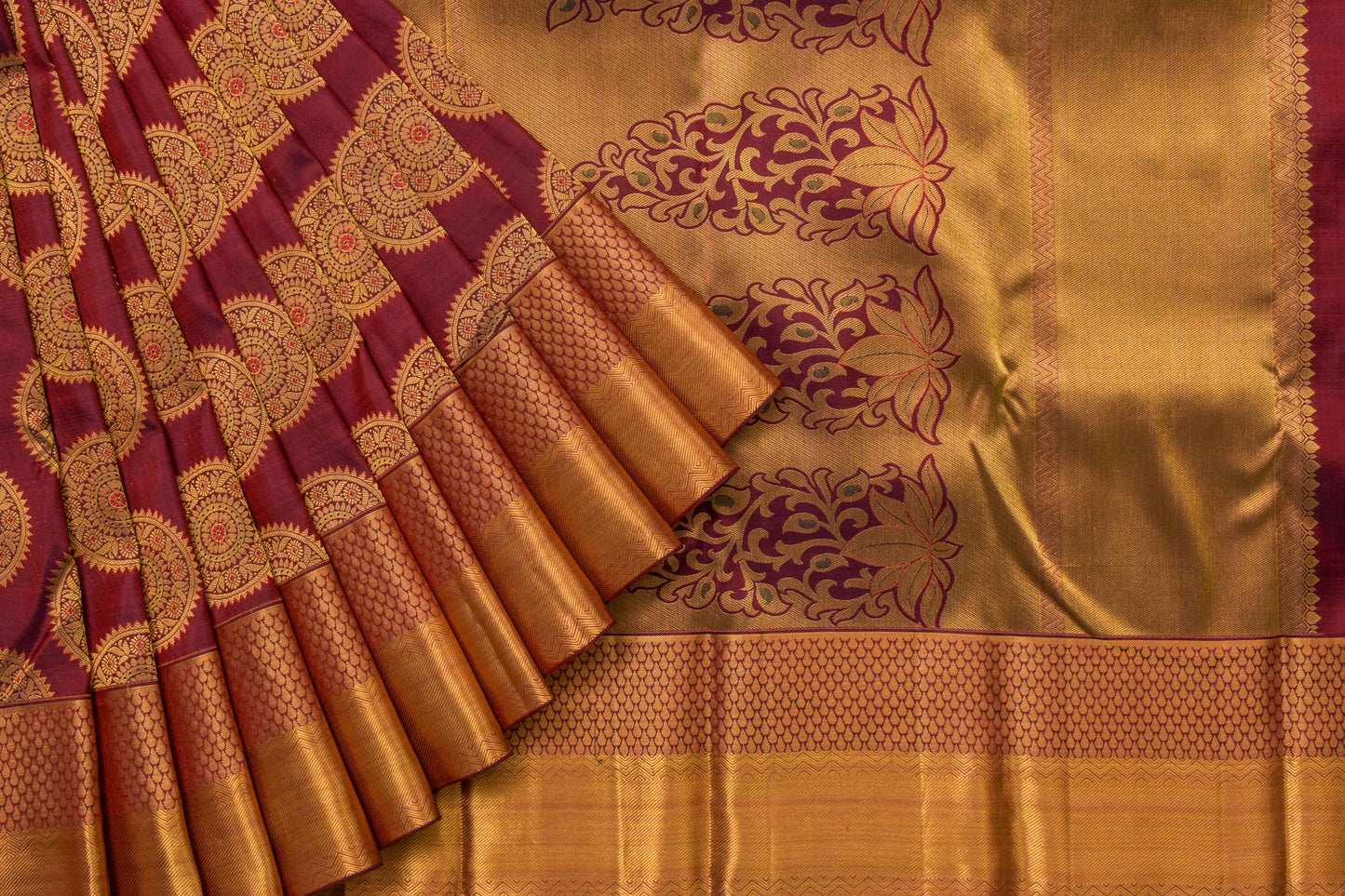 Deep Brown Kanjivaram Silk Saree by Tharakaram PSTK04085