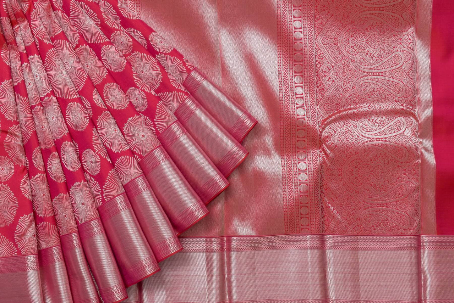 Deep Pink Kanjivaram Silk Saree by Tharakaram PSTK04091