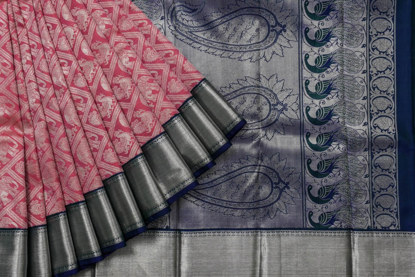 Pink Bridal Kanjivaram Silk Saree by Tharakaram PSTK04099