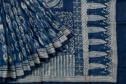 Batik print Tussar silk saree by Weavers studio PSWS140036