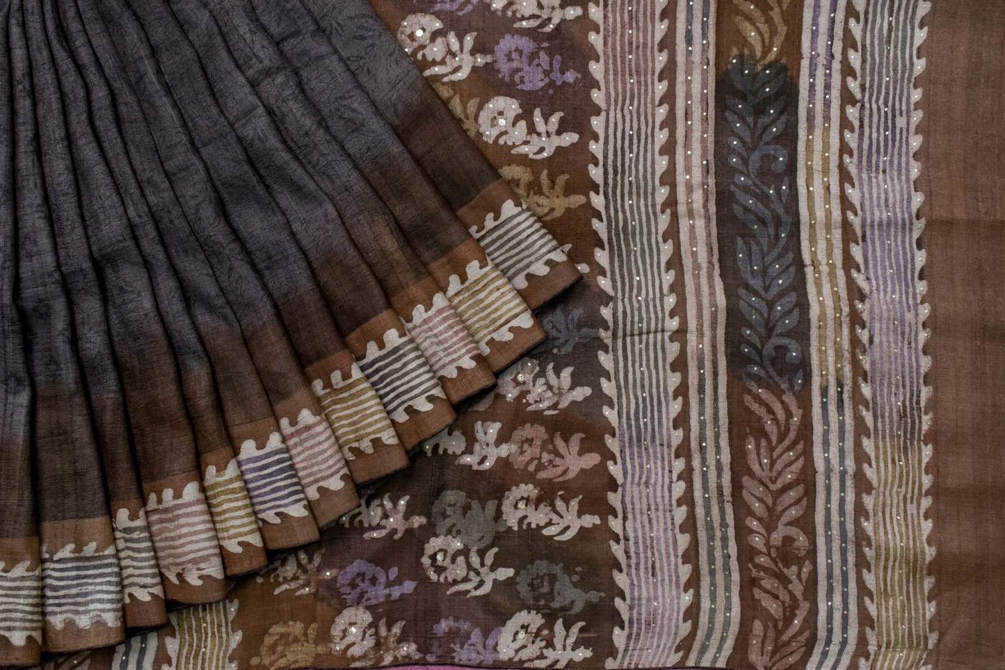 Batik print Tussar silk saree by Weavers studio PSWS140039