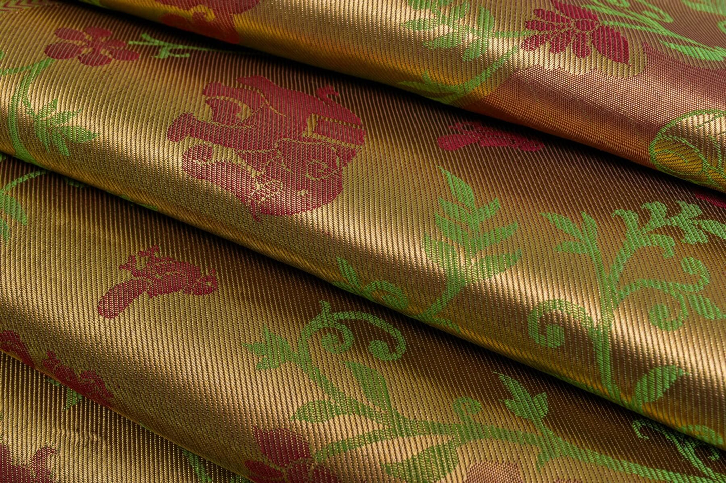 Rust Green Bridal Kanjivaram Silk Saree by Tharakaram PSTK04098
