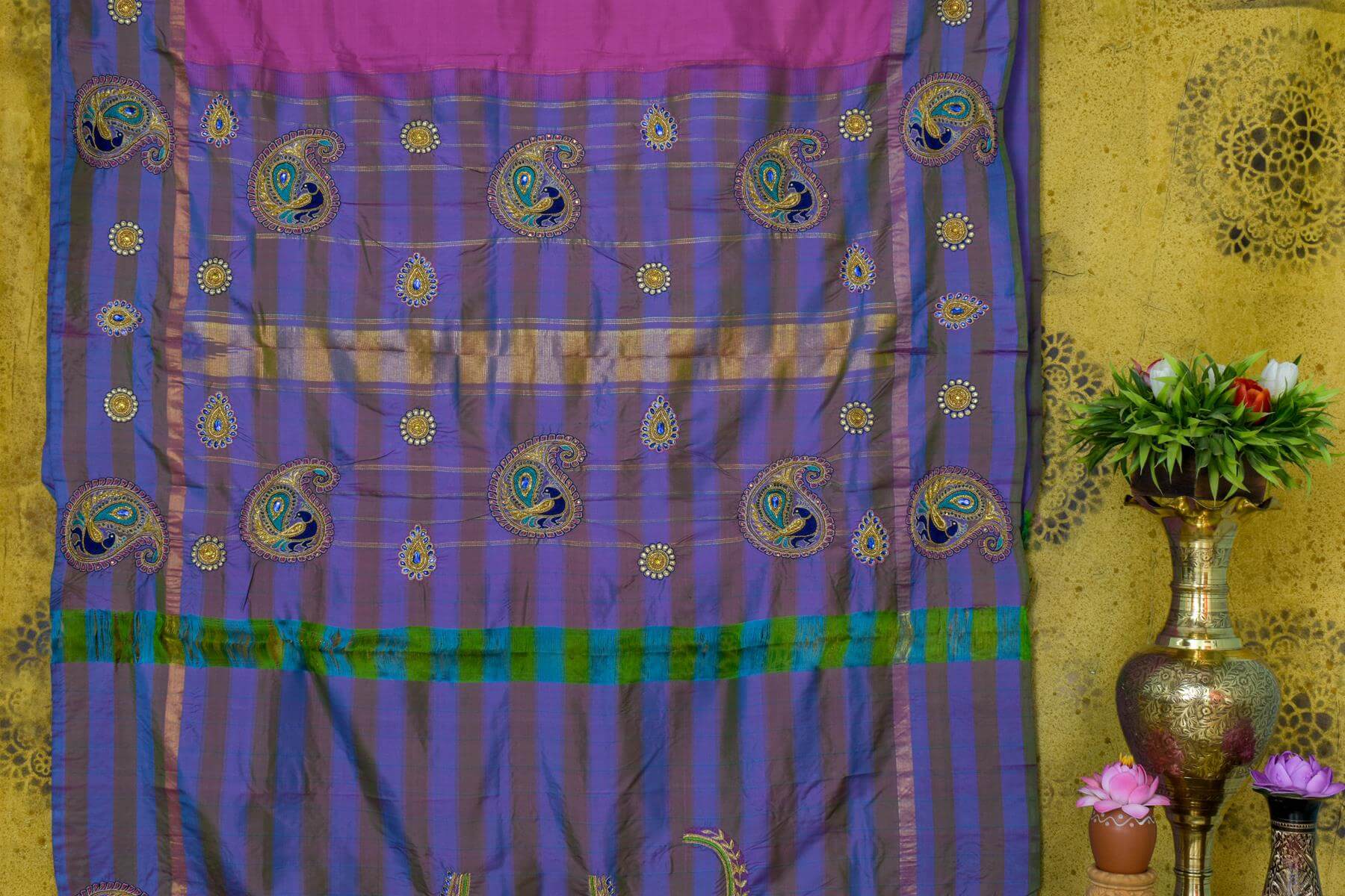 Pink Kanjivaram silk saree PSSR014327 - Parisera