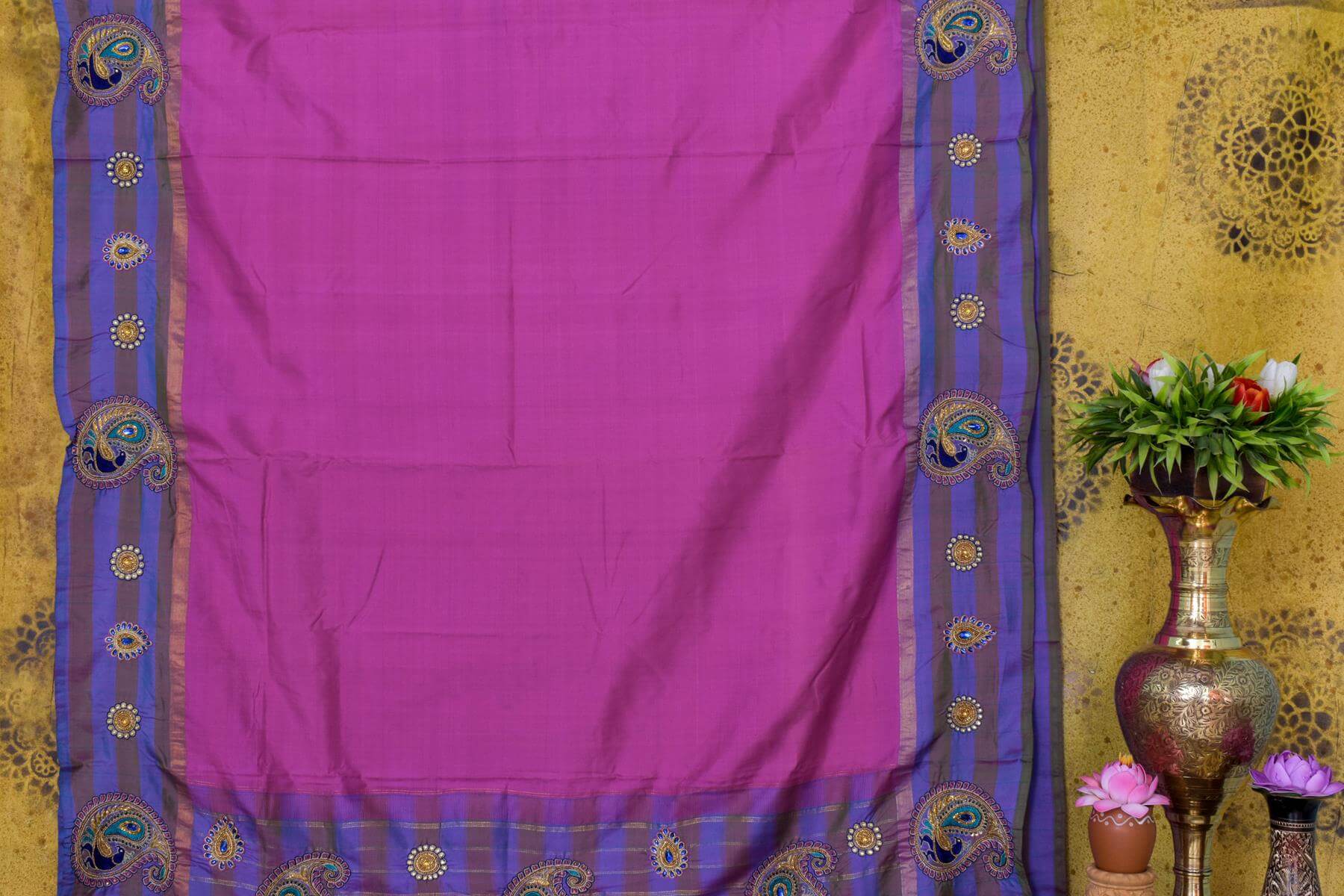 Pink Kanjivaram silk saree PSSR014327 - Parisera