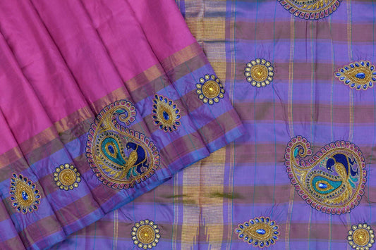 Pink Kanjivaram silk saree PSSR014327 - Parisera