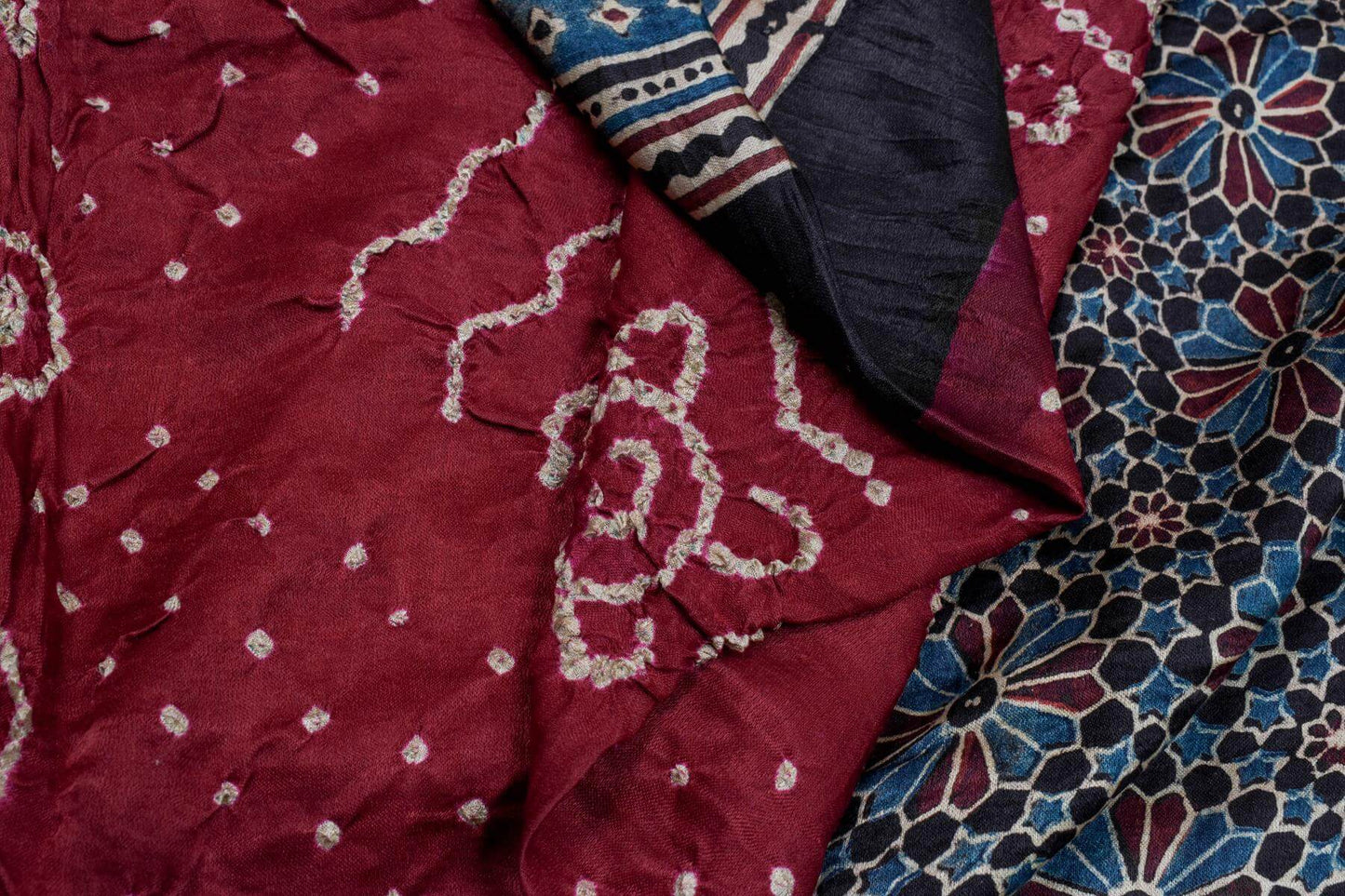 Bandhani/Ajrakh Gaji Silk Saree by Chakor PSCK260274 - Parisera