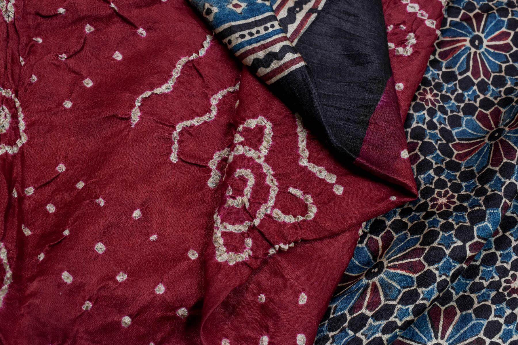 Bandhani/Ajrakh Gaji Silk Saree by Chakor PSCK260274 - Parisera