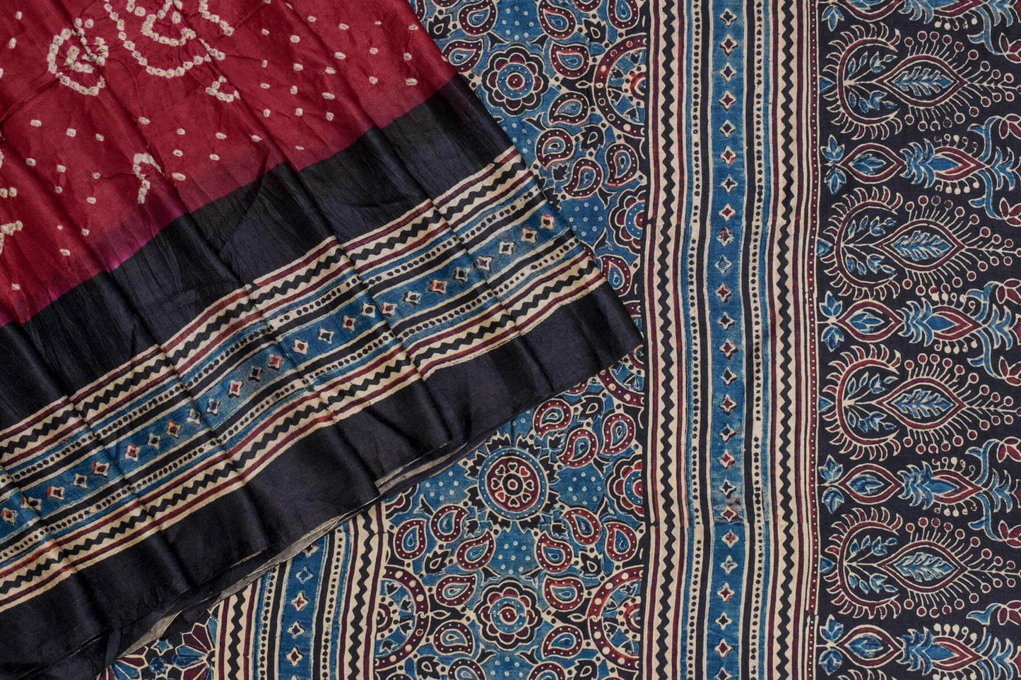 Bandhani/Ajrakh Gaji Silk Saree by Chakor PSCK260274 - Parisera