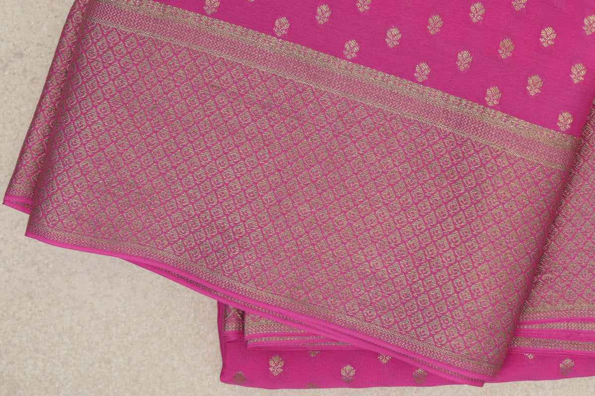Bright border Rani Pink Mysore Silk Saree border zoom