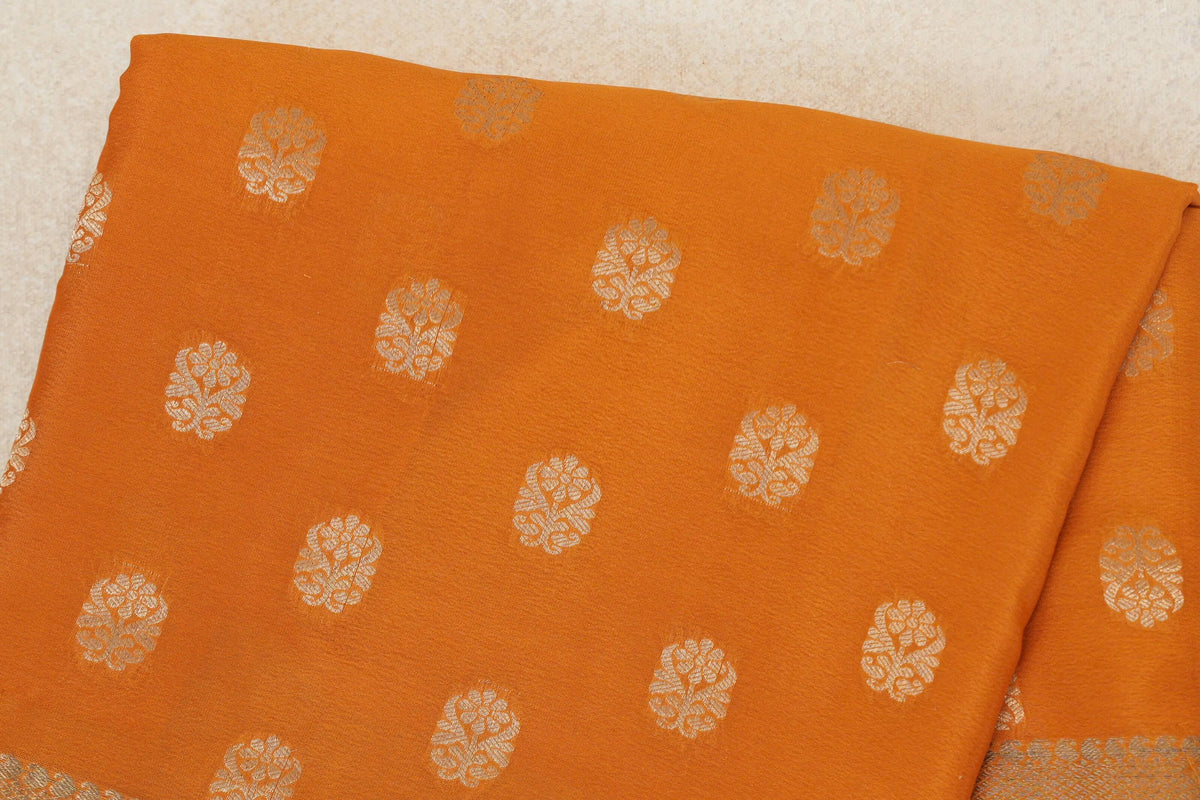 Bright Orange Mysore Silk Saree body zoom