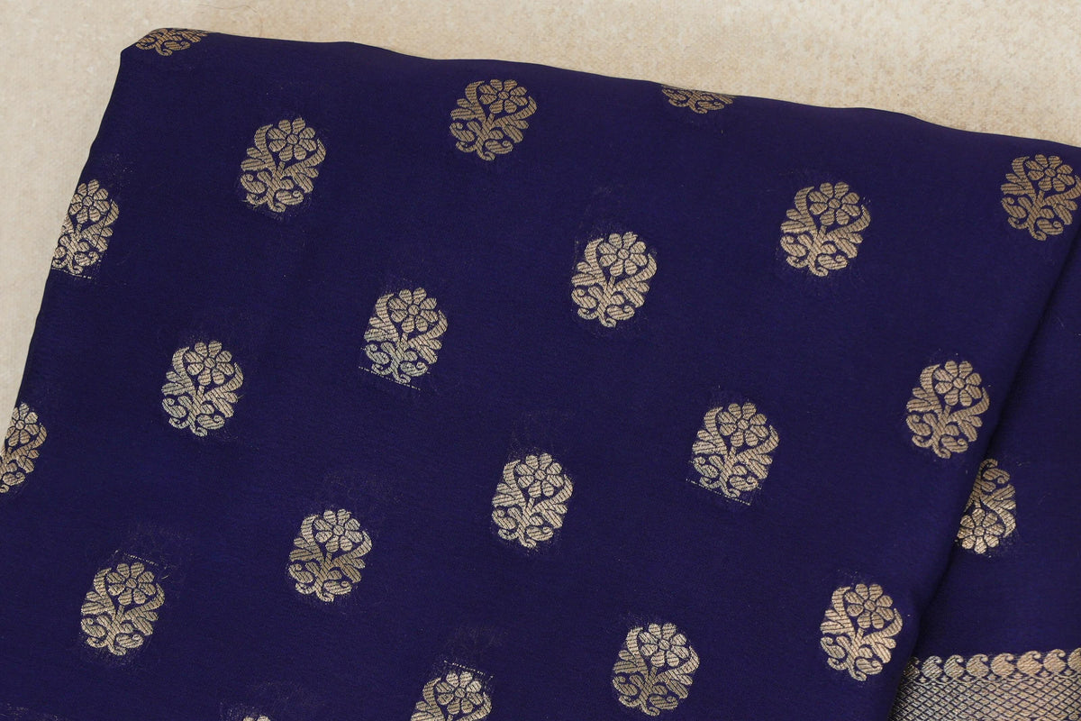 Deep Blue Mysore Silk Saree body zoom