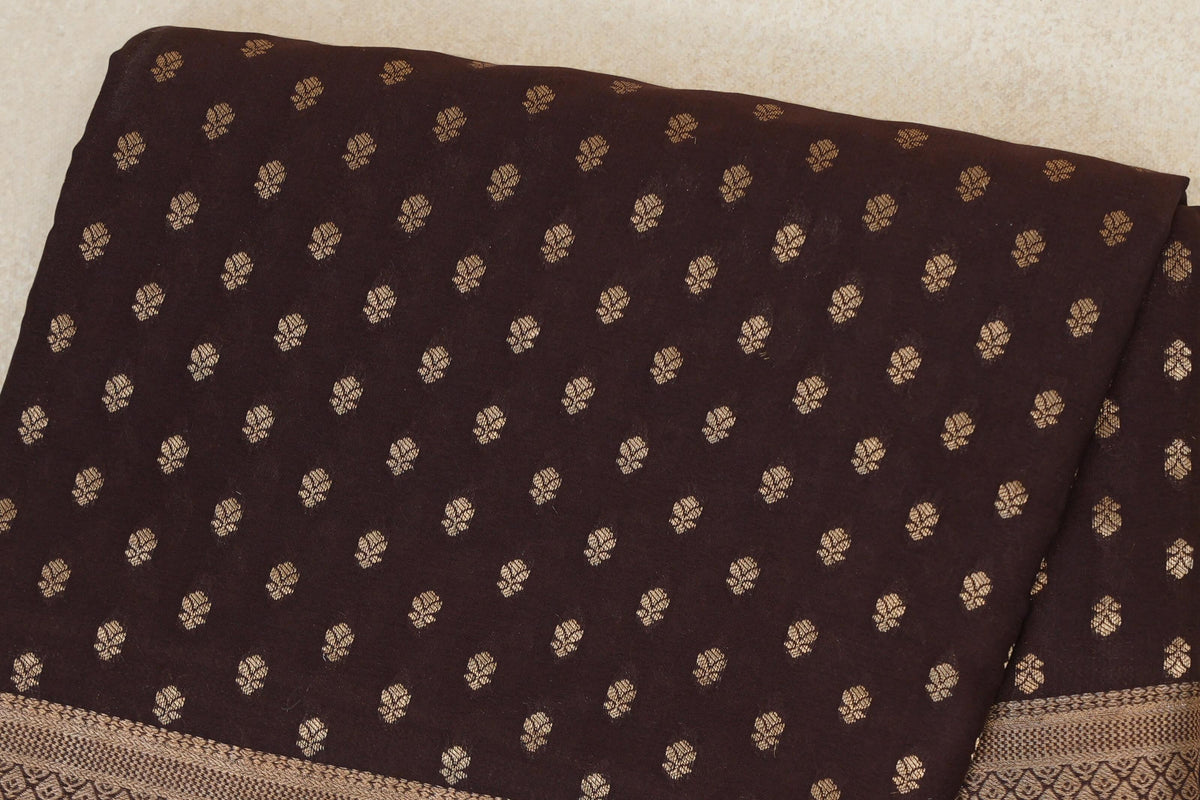 Coffee Bean Brown Mysore Silk Saree body zoom