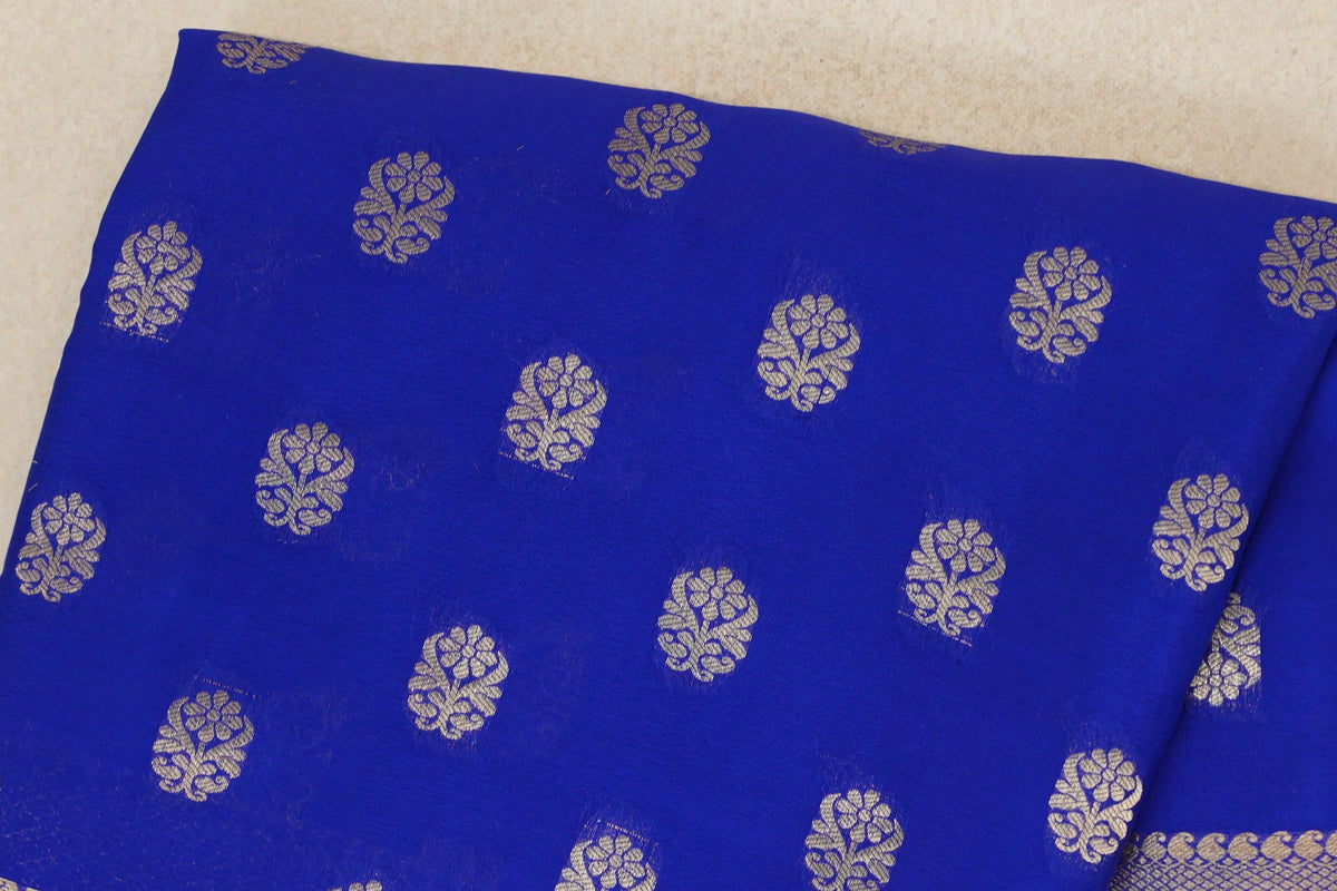 Deep Royal Blue Mysore Silk Saree body zoom