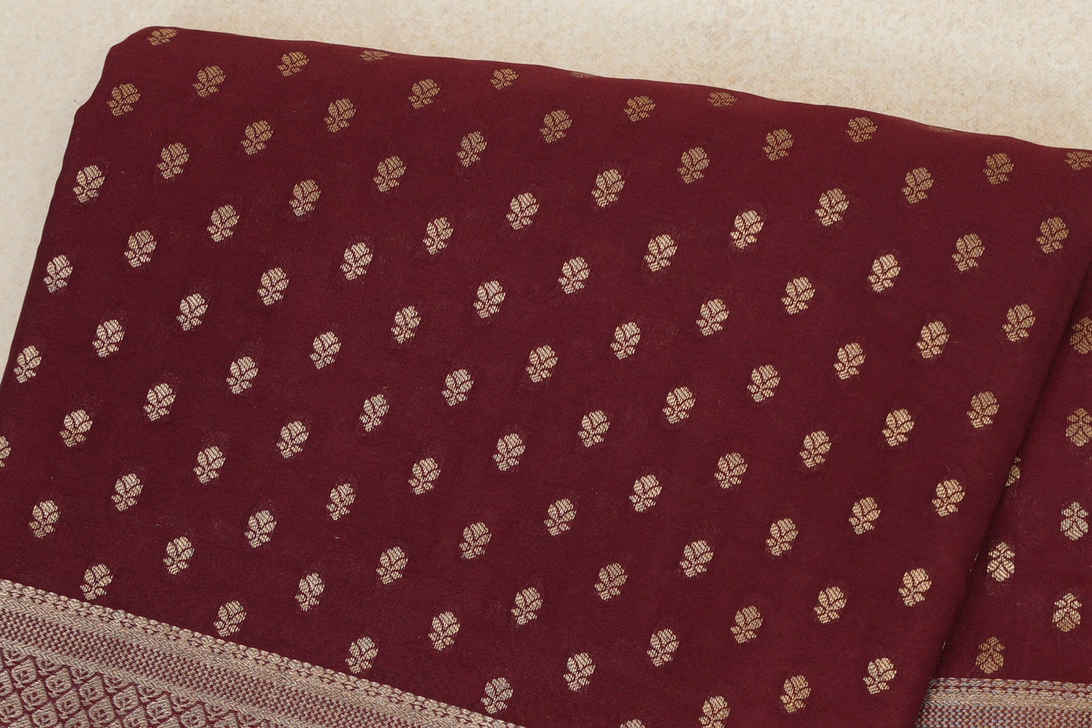Deep Maroon Mysore Silk Saree  body zoom