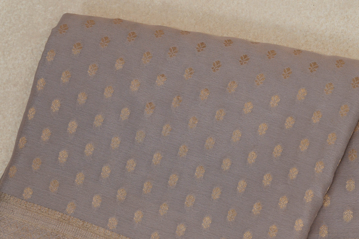 Dark Beige Mysore Silk Sareebody zoom
