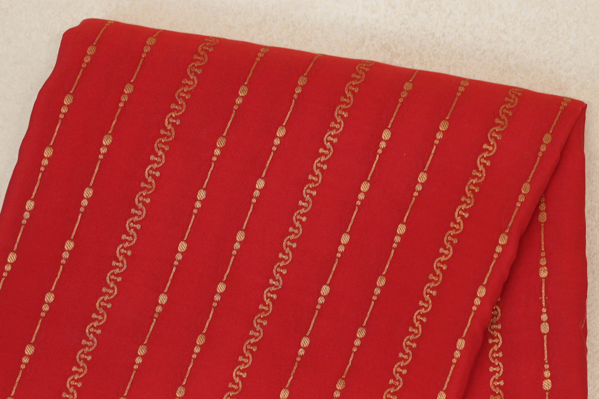 Bright Red Mysore Silk Saree body zoom