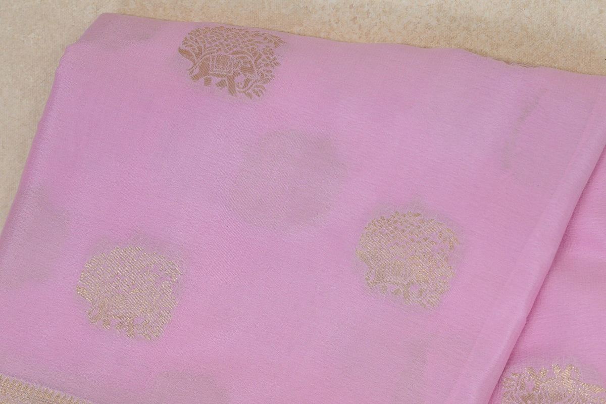 Baby Pink Mysore Silk Saree body zoom