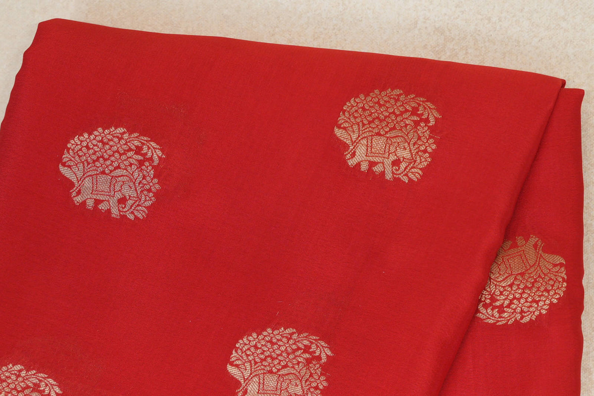 Bright Red Mysore Silk Saree body zoom