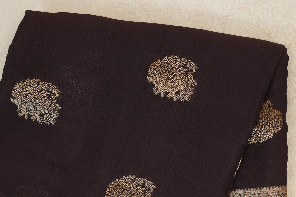 Coffee Bean Brown Mysore Silk Saree body zoom