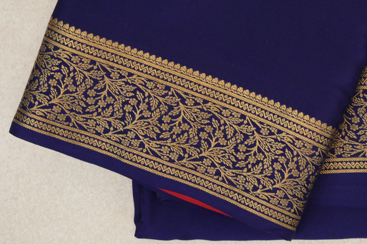 Deep Blue Mysore Silk Saree border zoom