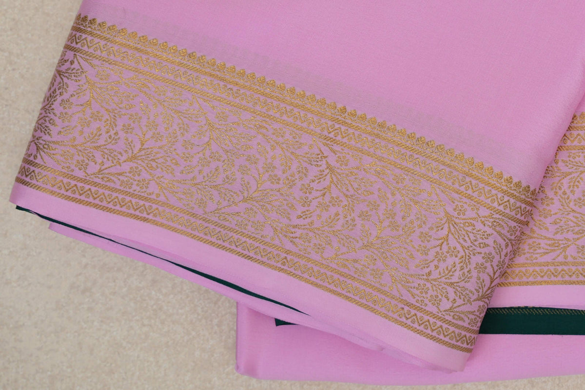 Pastel Pink Mysore Silk Sareeborder zoom