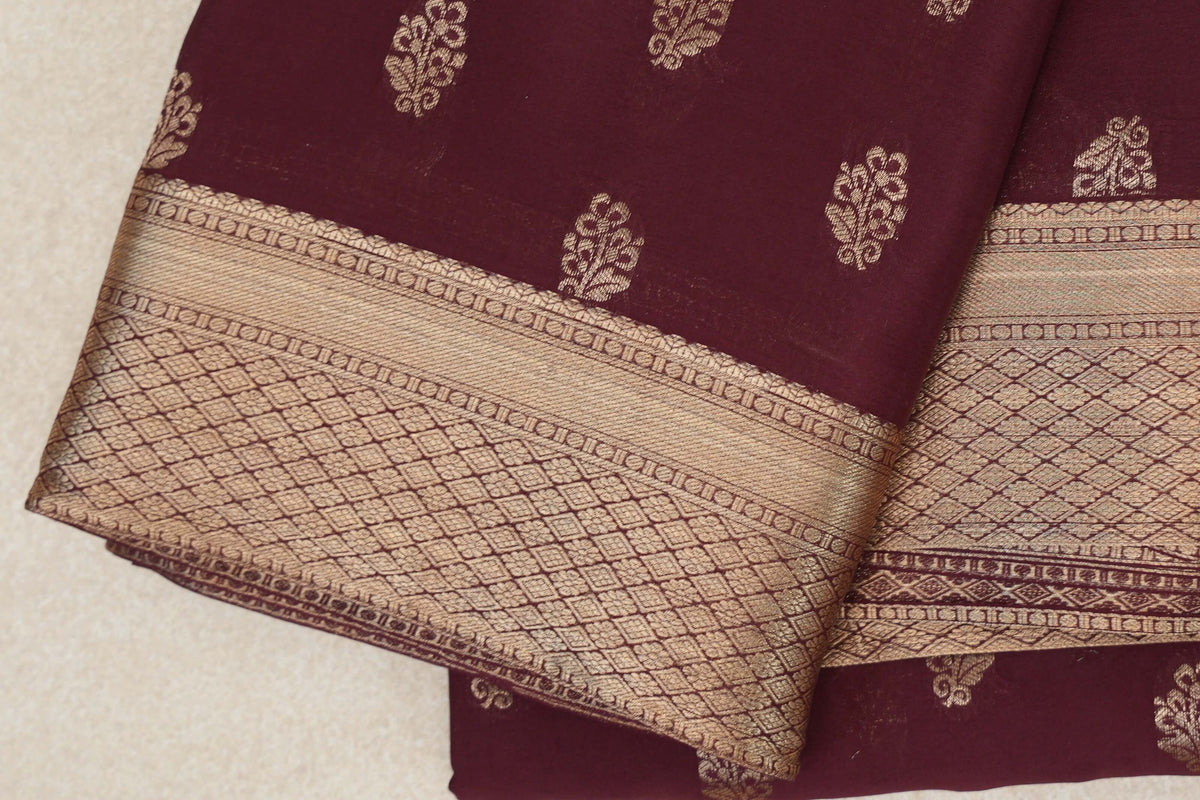 Wine Maroon Mysore Silk Saree by Shreenivas Silks PSSR0110354