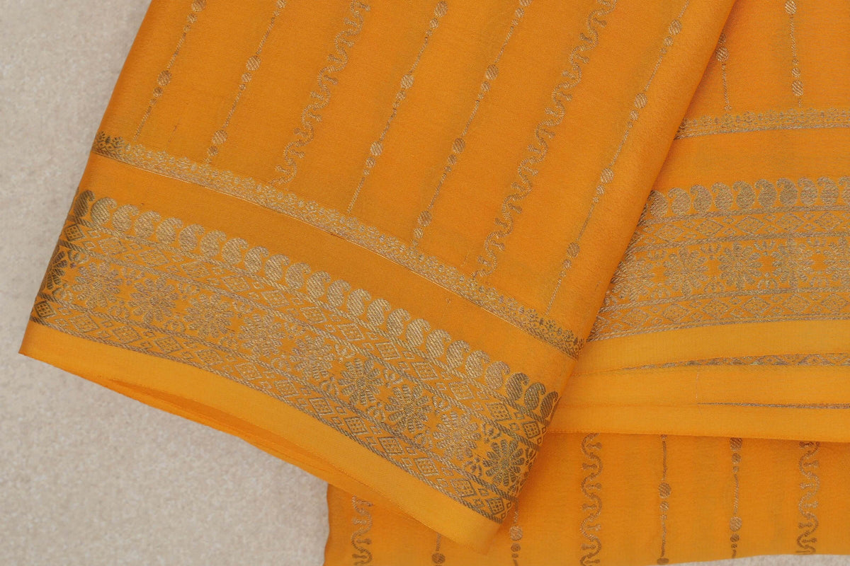 Bright Yellow Mysore Silk Saree by Shreenivas Silks PSSR0110364