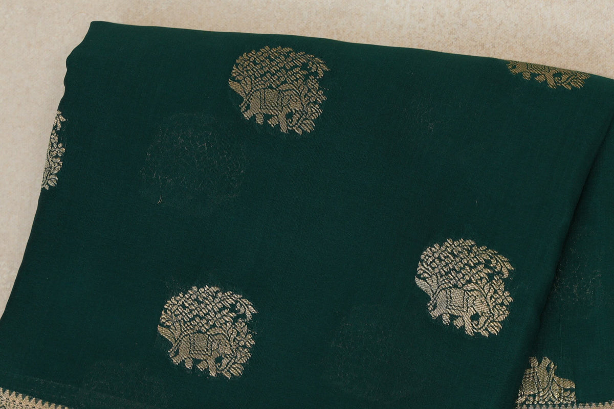 Bottle Green Mysore Silk Saree by Shreenivas Silks PSSR0110367