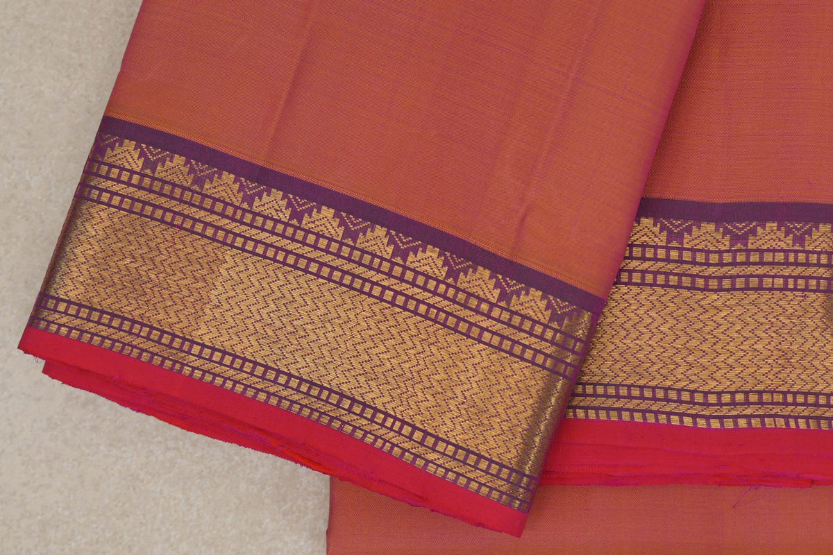 Dual Tone of Yellow and Pink Vintage Kanjivaram Silk Saree by Shreenivas Silks border