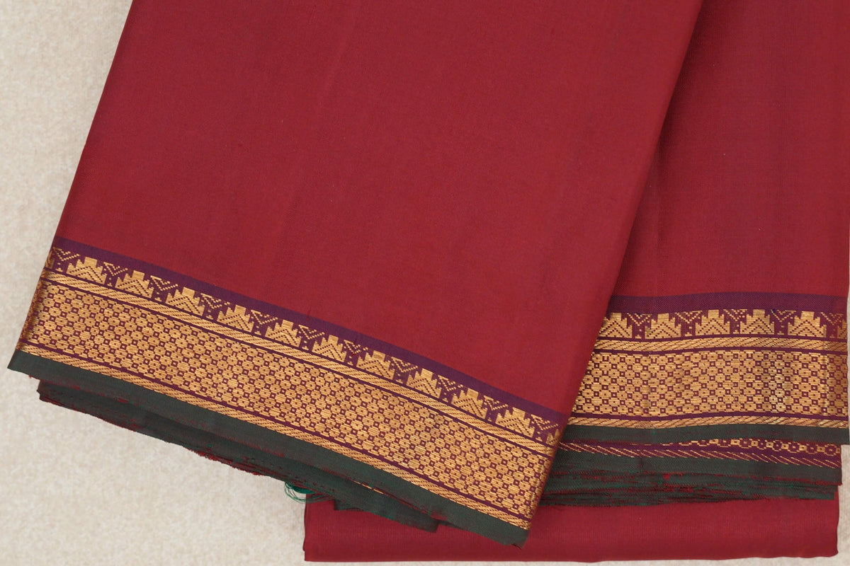 Deep Maroon Vintage Kanjivaram Silk Saree by Shreenivas Silks border