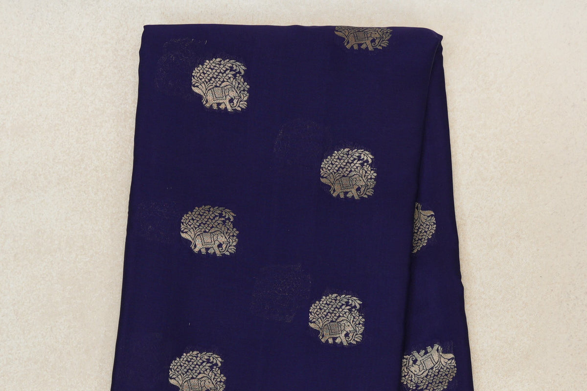 Deep Blue Mysore Silk Saree body zoom