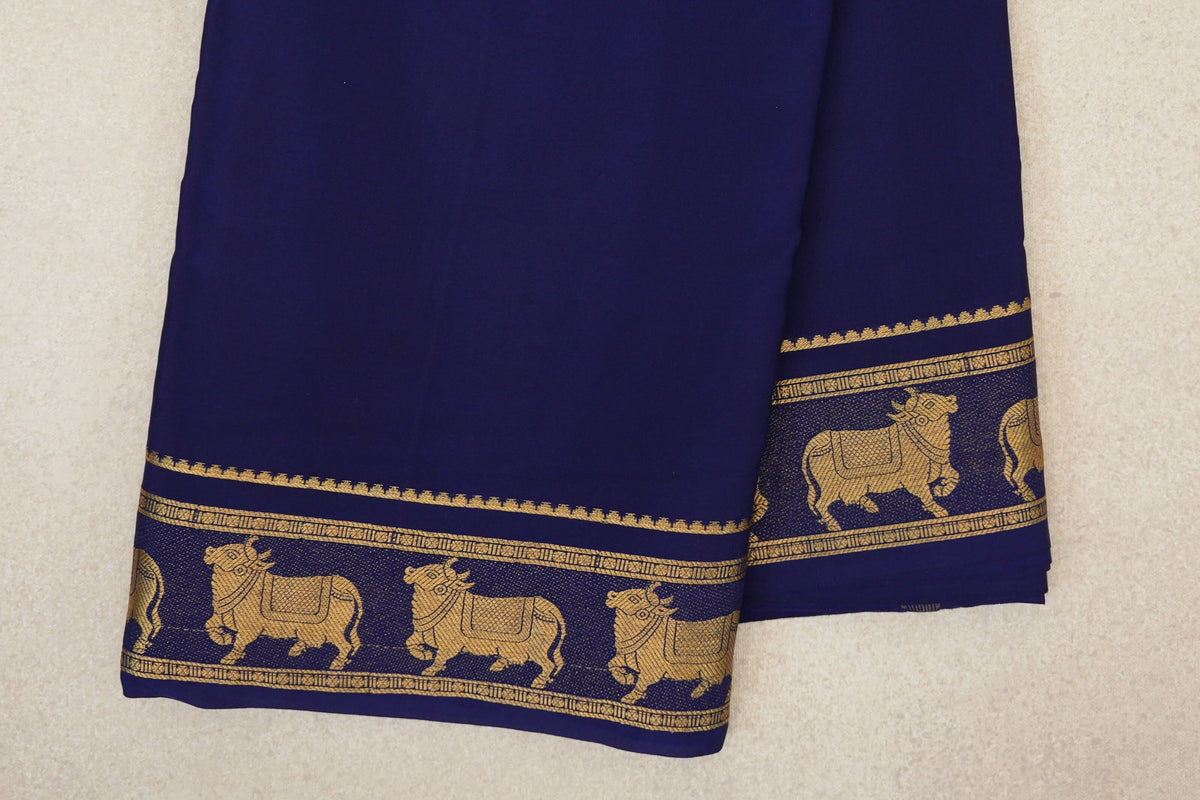 Deep Blue Mysore Silk Saree border zoom