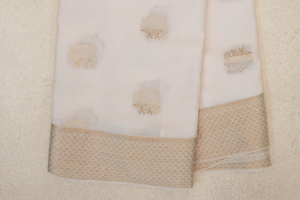 Cream Mysore Silk Saree border zoom