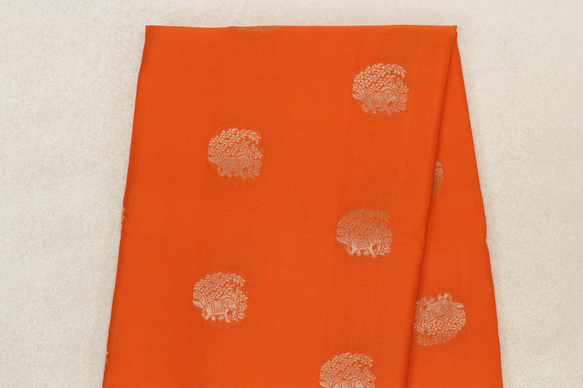 Bright Orange Mysore Silk Saree  body  zoom