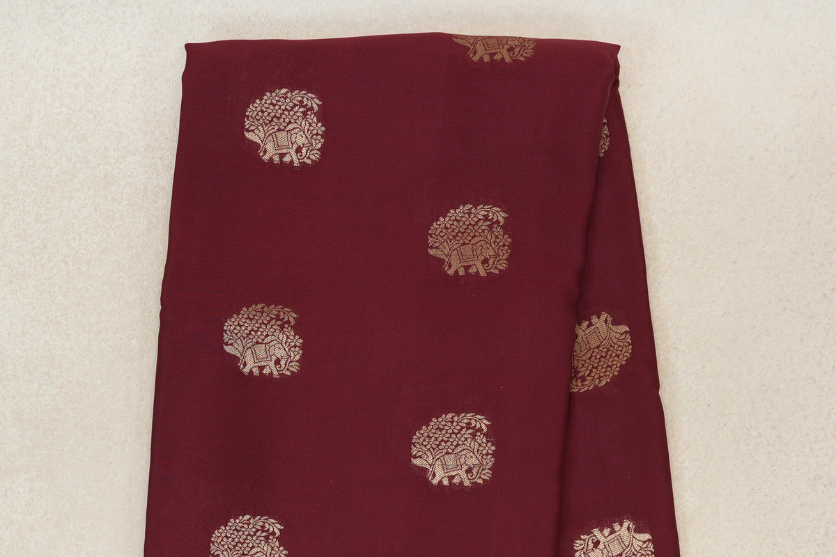 Deep Wine Maroon Mysore Silk Saree  body zoom
