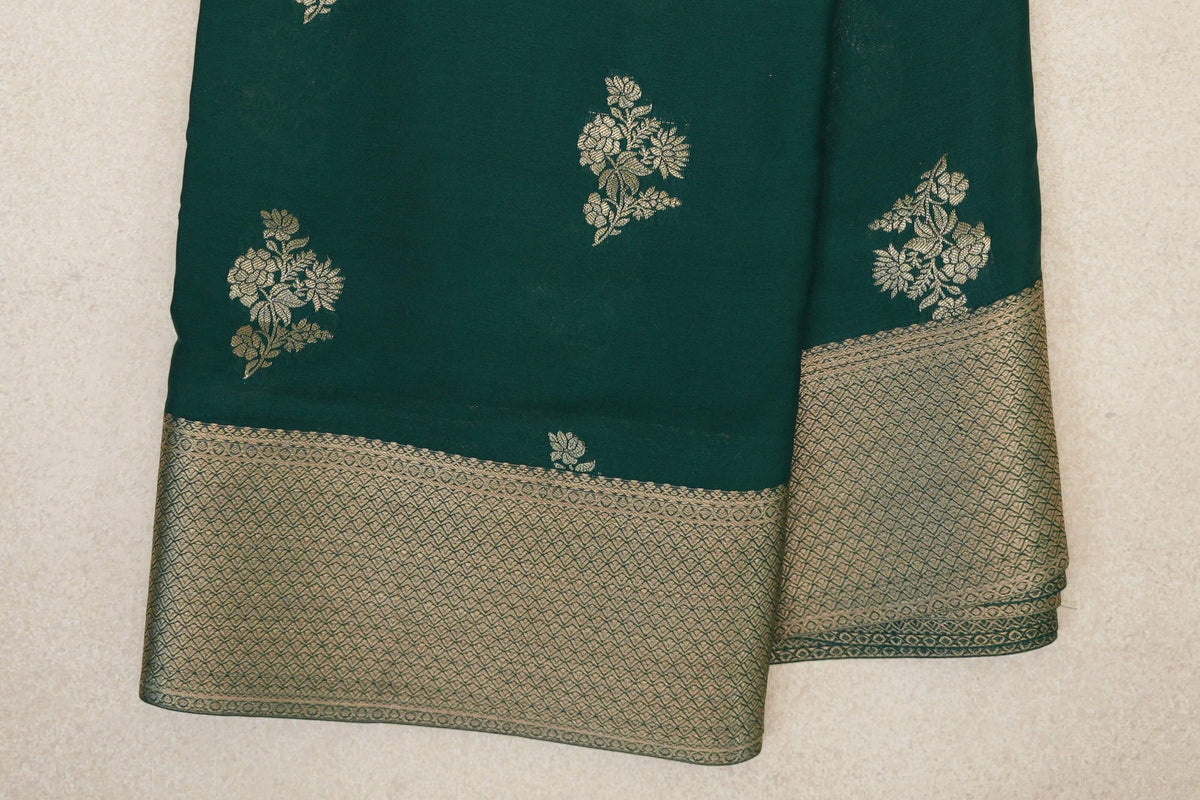 Bottle Green Mysore Silk Saree border zoom