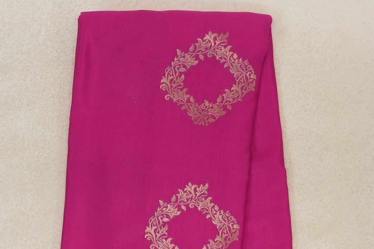 Bright Magenta Pink Mysore Silk Saree body zoom