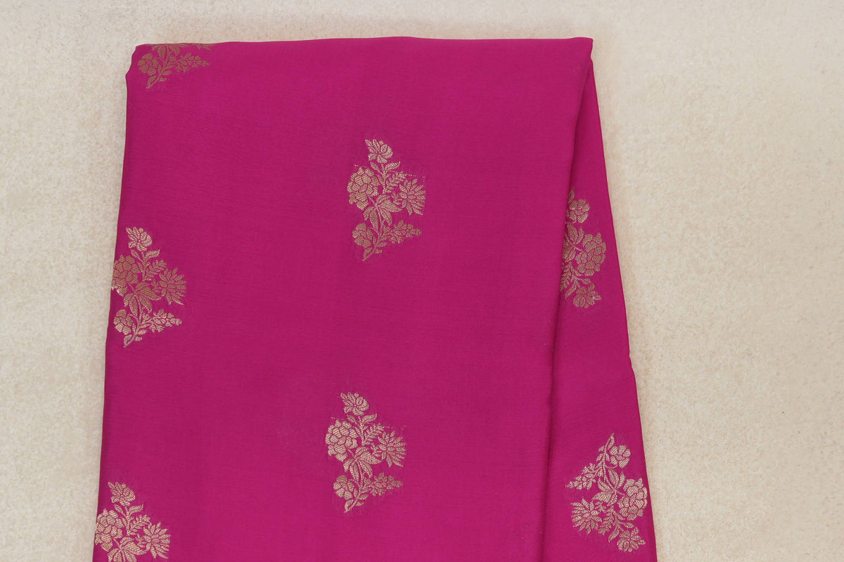 Bright Magenta Pink Mysore Silk Saree body zoom